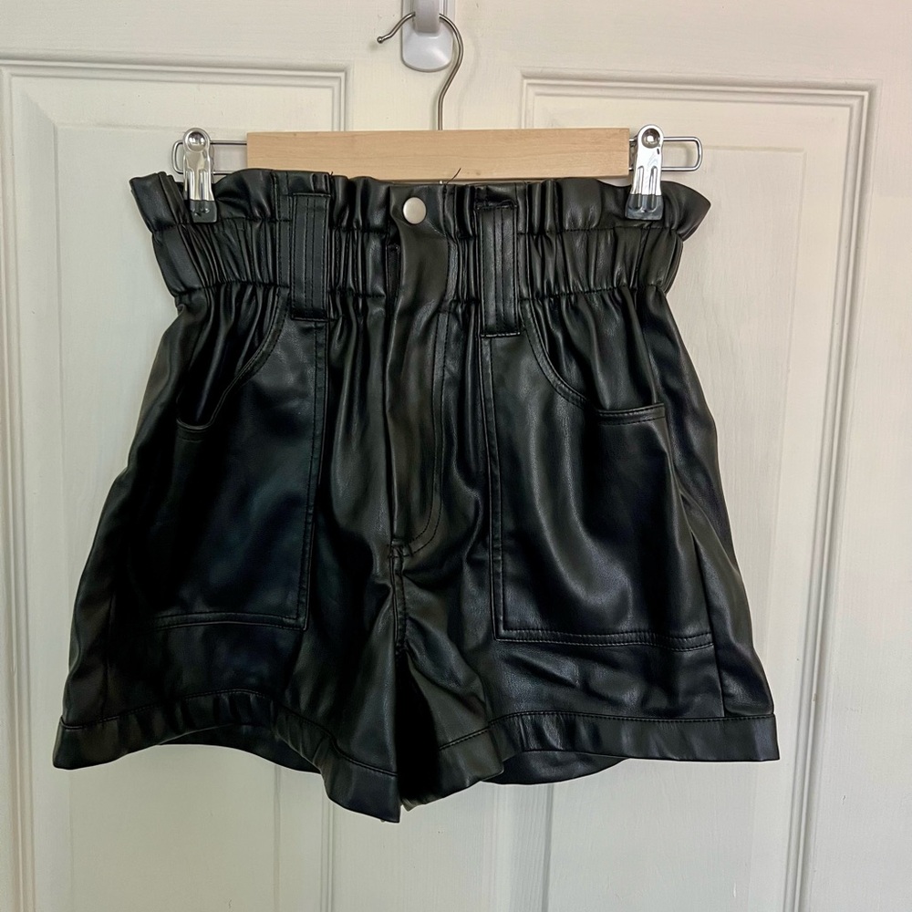 Forever 21 High Waist Black Leather Shorts
